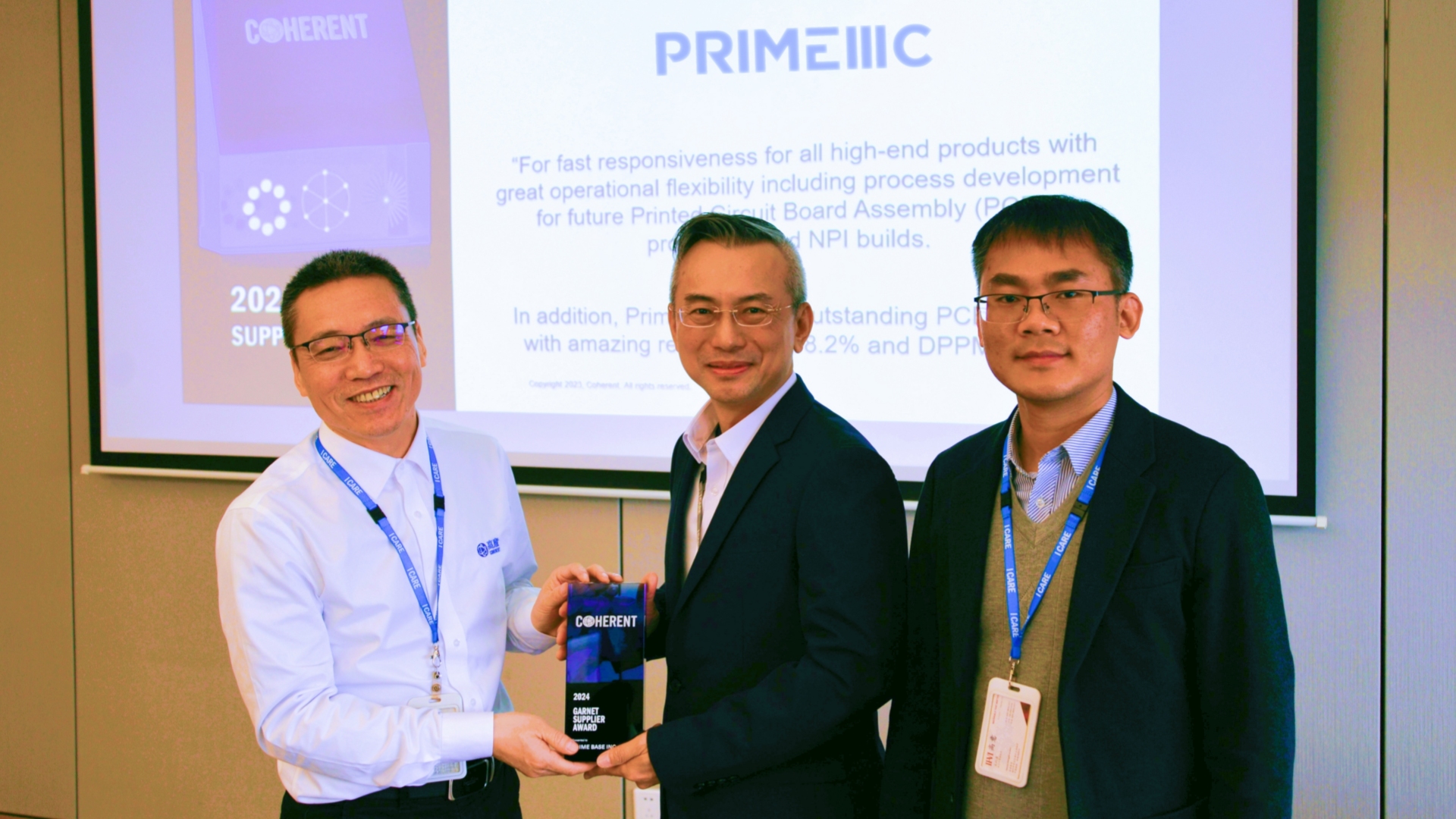 FICG PRIME Wins Big: Coherent GARNET Supplier Award 2024